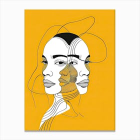 Line Art Intricate Simplicity In Yellow 6 Canvas Print