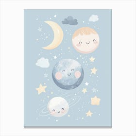 Moon And Stars Canvas Print