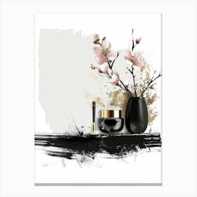 Black And Gold Cosmetics Canvas Print