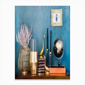 Blue And Gold Decor Canvas Print
