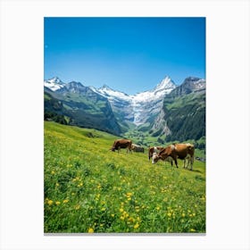 Cows Grazing In The Alps Canvas Print