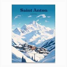 Saint Anton Austria Ski Travel Art Illustration Canvas Print