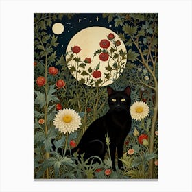 William Morris Cat In The Moonlight 17 Canvas Print