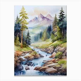 mountain forest landscape.sun 1 Canvas Print