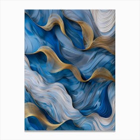 Abstract Blue And Gold Abstract Painting 1 Canvas Print