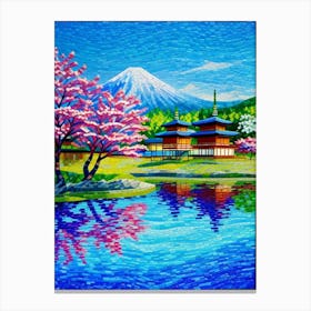 Japanese Cherry Blossoms Cherry Blossoms Mount Fuji Japan 1 Canvas Print