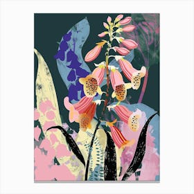 Colourful Flower Illustration Foxglove 1 Canvas Print