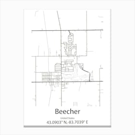 Beecher,United States Minimalist Map Canvas Print