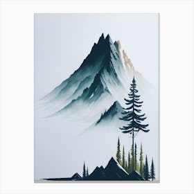 Mountain And Forest In Minimalist Watercolor Vertical Composition 242 Canvas Print