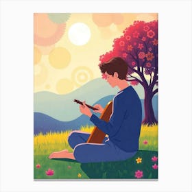 Man Playing Guitar In The Park art print Canvas Print