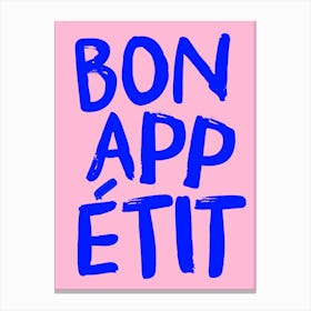 BON APPETIT BLUE & PINK PRINT Canvas Print