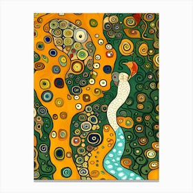 Artistic Symphony Paradise Bird By The Stream By Klimt And Van Gogh Canvas Print