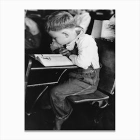 Child Studying In School, Southeast Missouri Farms By Russell Lee 2 Canvas Print