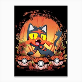 Litten Spooky Night - Pokemon Halloween Canvas Print
