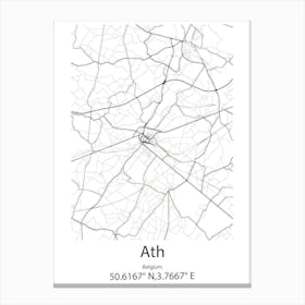 Ath,Belgium Minimalist Map Canvas Print