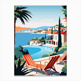 French Riviera, France, Bold Outlines 2 Canvas Print