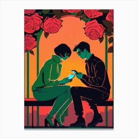 Pixelated Romance Canvas Print