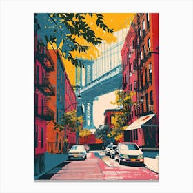Williamsburg New York Colourful Silkscreen Illustration 1 Canvas Print