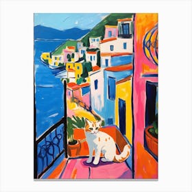 Painting Of A Cat In Sorrento Italy 1 Canvas Print