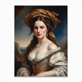 Elegant Classic Woman Portrait Painting (6) Canvas Print