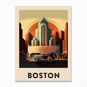 Boston Vintage Travel Poster Canvas Print