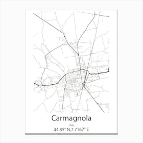 Carmagnola,Italy Minimalist Map Canvas Print