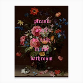 Please Don't Do Coke in the Bathroom Pink Vintage Renaissance Painting Canvas Print