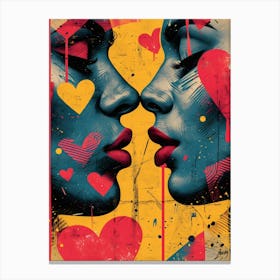 Kissing Lovers vibrant pop art Canvas Print