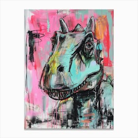 Dinosaur Pink Impasto Portrait Canvas Print