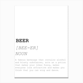 Beer, Funny, Quote, Definition, Dictionary, Kitchen, Print Canvas Print