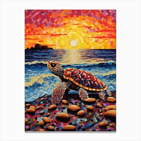 Geometric Sea Turtle On The Beach 2 Canvas Print