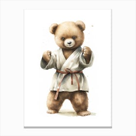 Judo Teddy Bear Painting Watercolour 4 Canvas Print