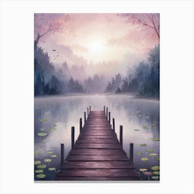 Pier In The Woods, into the water Toile