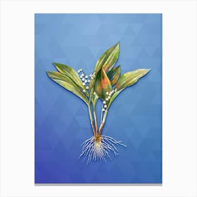 Vintage Lily Of The Valley Botanical Art on Blue Perennial n.1195 Canvas Print