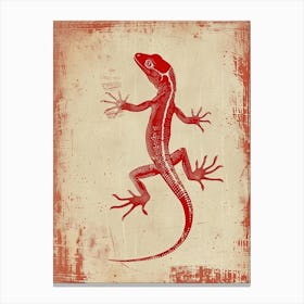 Red Mediterranean House Gecko Blockprint 2 Canvas Print
