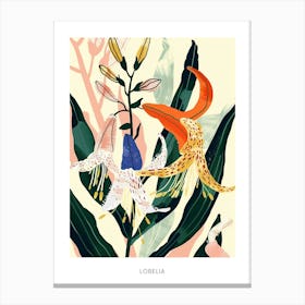 Colourful Flower Illustration Poster Lobelia 4 Canvas Print