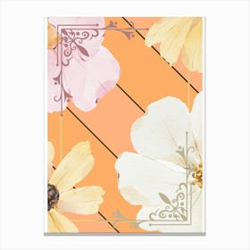 Orange Floral Shiplap Canvas Print