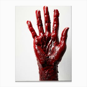 Creepy Textured Bloody Handprint Detailed With High Contrast Shadows Implying A Three Dimensional Canvas Print