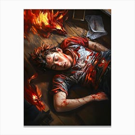 Boy Laying On The Floor Canvas Print