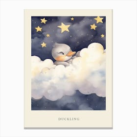 Sleeping Baby Duckling 1 Nursery Poster Canvas Print