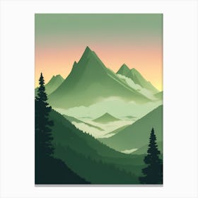 Misty Mountains Vertical Composition In Green Tone 43 Canvas Print