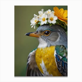 Bird With Flower Crown 11 Canvas Print