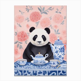 Animals Having Tea   Panda Bear 2 Canvas Print