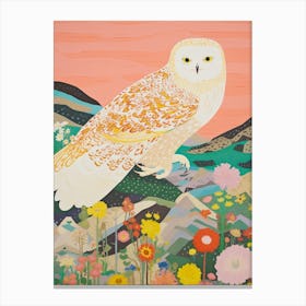 Maximalist Bird Painting Snowy Owl 2 Canvas Print