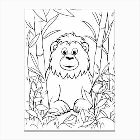 Line Art Jungle Animal Sumatran Orangutan 2 Canvas Print