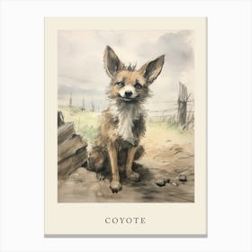 Beatrix Potter Inspired  Animal Watercolour Coyote 3 Canvas Print