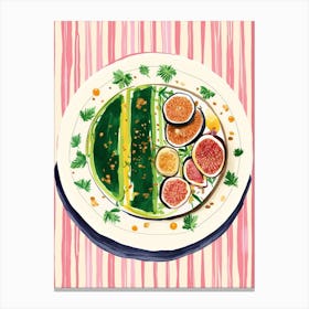 A Plate Of Figs 2 Top View Food Illustration 1 Canvas Print