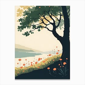 Tree By The Lake Canvas Print