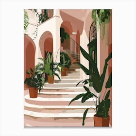 Stairway With Potted Plants 1 Canvas Print