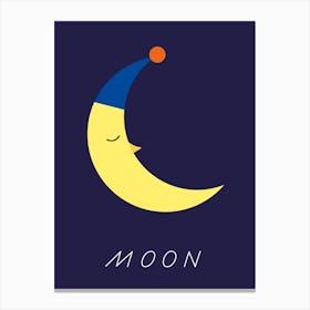 Sleeping Moon With Hat Canvas Print